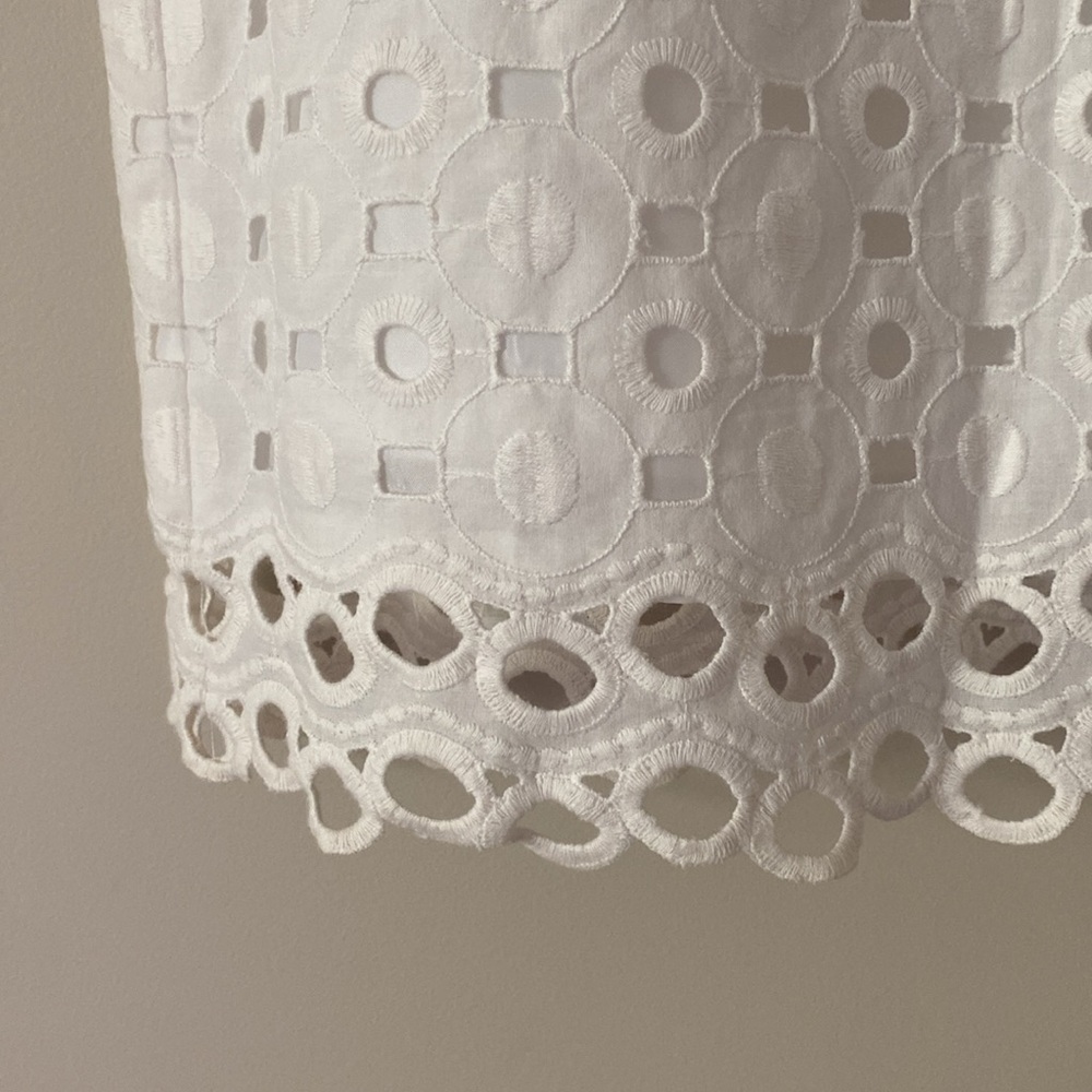 Jones New York Cotton White Embroidered Lace Straight Delicate Dainty Dress - Picture 6 of 13